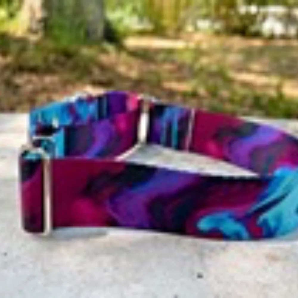 1.5 inch wide Purple/Teal Martingale Dog‎ Collar Medium 15-19” Handmade in USA